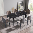 70.87" Modern Artificial Stone Curved Metal Leg Dining Table, Can Accommodate 6-8 People by HouseOfZazla