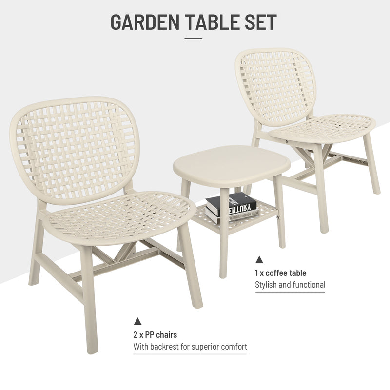 Walker Edison | All Weather 3 Piece Retro Patio Table Chair Set