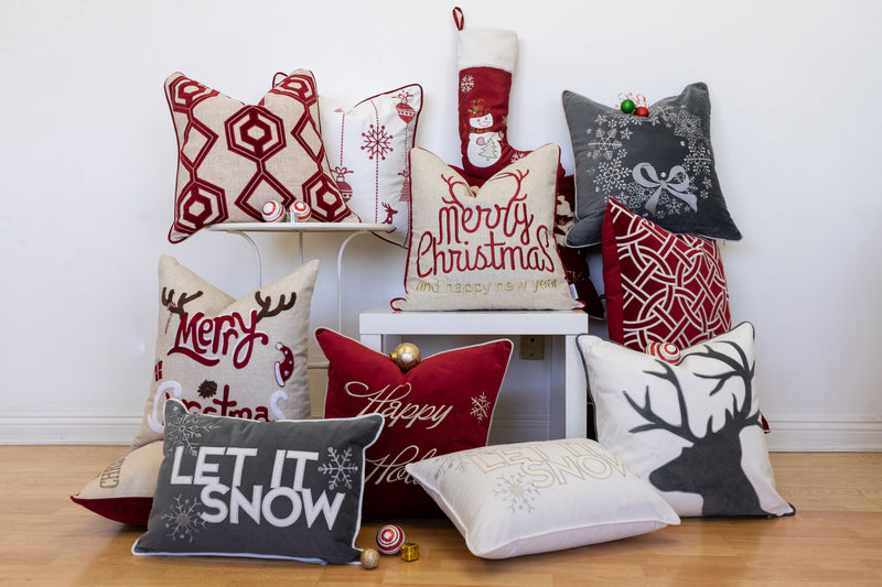 Let It Snow Embroidered Cotton Throw Pillow, photo 2 of 6