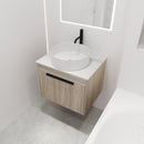 24 " Modern Design Float Bathroom Vanity With Ceramic Basin Set, Wall Mounted White Oak Vanity With Soft Close Door,KD-Packing,KD-Packing,2 Pieces Parcel(TOP