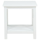 Skyview Square Pine Wood Side End Table with Shelf White