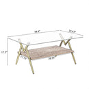 Rectangle Coffee Table With Tempered Glass Top And Shelf by HouseOfZazla