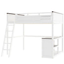 Queen Size Loft Bed With Desk, Open Shelf, Storage Box And USB Charging Station - White by HouseOfZazla