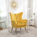 Sovarol - Velvet Button-Tufted Wing Back Accent Chair - Blue by HouseOfZazla