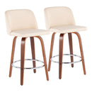 Toriano - Mid-Century Modern Fixed Height Counter Stool With Round Footrest (Set of 2) by HouseOfZazla