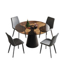 Round Dining Table And 4 Chair Set With Ergonomic Chairs - Black by HouseOfZazla
