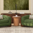 Kenzie - Fluted Pillar Round Accent Side Table - Light Natural Brown by HouseOfZazla