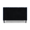 Aspen Vertical Tufted Headboard Platform Bed Set, Queen, Navy Blue Velvet