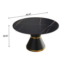 Round Modern Artificial Stone Carbon Steel Base Dining Table, Can Accommodate 6 People - Black by Unique Piece Furniture