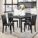 5 Pieces Wooden Dining Table Set, Square Table And 4 Upholstered Chairs by HouseOfZazla