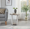 Elysian - Contemporary Round End Table With Shelf - Gray by HouseOfZazla