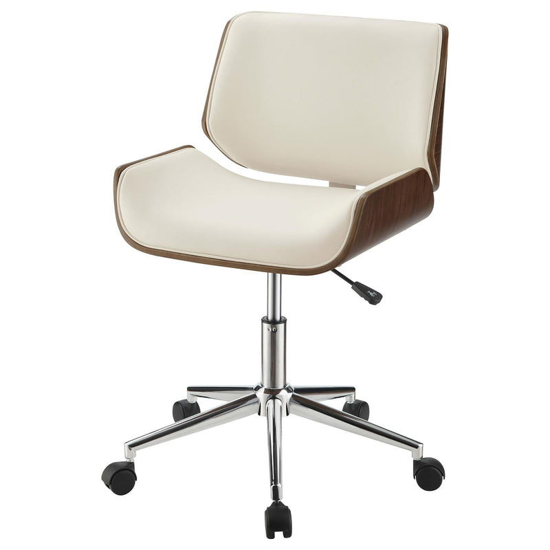 Walker Edison | Ecru and Walnut Swivel Office Chair