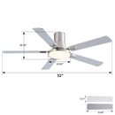 Flush Mount Ceiling Fans With LED Light And Remote Control, 5 Blades