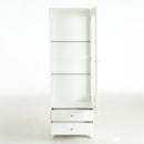 Modern Upholstered Glass Display Cabinet With Adjustable LED Light - White by HouseOfZazla