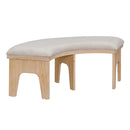 5-Piece Dining Table Set, 44" Round Dining Table with Curved Bench & Side Chairs for 4-5 People for Dining Room and Kitchen (Natural Wood Wash)