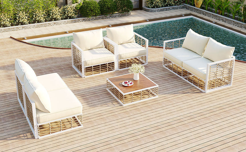 TOPMAX Modern Minimalist 7-Piece Metal Patio Sectional Sofa Set, photo 6 of 10