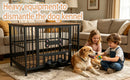 Vintage Wood Grain Dog Cage with Rotating Bowl