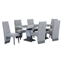 Michelle - Dining Table With Double Pedestal Marble Detailing - Gray by Unique Piece Furniture