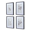 Botanical Wall Art Prints, Home Decor For Living Room Dining Room, Bedroom, Hallway (Set of 4) - White / Black by HouseOfZazla