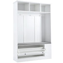 5-in-1 Entryway Bench with Coat Rack, Cushion and 3 Sturdy Hooks, 47.2" Wide Hall Tree with Shoe Storage Bench for Hallway, Entryway, Living Room