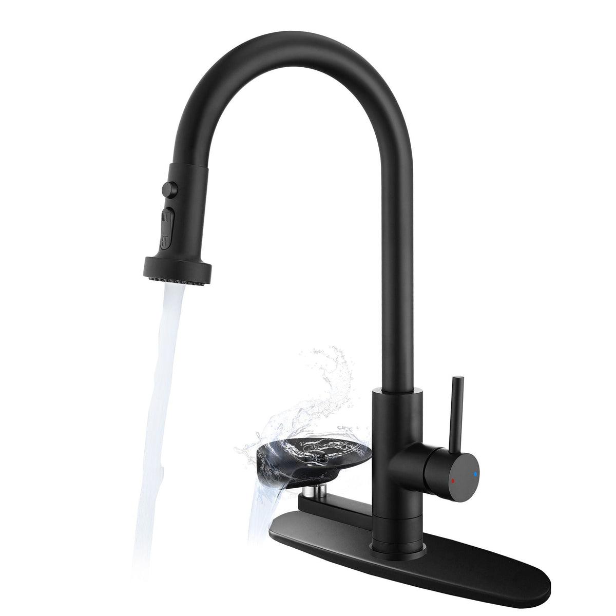 3 In 1 Kitchen Faucet With Press Type Glass Rinser, High Arc Pull Down Sprayer, photo 24 of 28