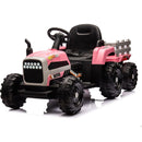 Ride on Tractor with Trailer,24V Battery Powered Electric Tractor Toy, 200wx2motor 1.86-4.97MPH/Remote Control,electric car for kids,Three speed adjustable,USB,MP3, Bluetooth,LED light, safety belt