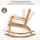 GO 2 Pieces Patio Rocking Chair Set, Natural Acacia Wood and Wicker