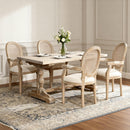 French Vintage Upholstered Fabric Dining Armchair (Set of 2) - Beige by HouseOfZazla