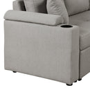 87.4" L-shape Sofa Bed Pull-out Sleeper Sofa with Wheels, USB Ports, Power Sockets for Living Room, Grey