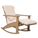 Adjustable Outdoor Wicker Double Rocking Chair with Coffee Table, Suitable for Backyard, Garden, Poolside.
