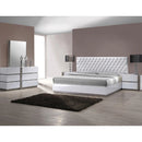 Nightstand Bedside Table With 2 Drawer For Bedroom - White / Silver by HouseOfZazla