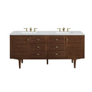 James Martin Amberly 72" Dual Mount Double Bathroom Vanity, Mid-Century Walnut