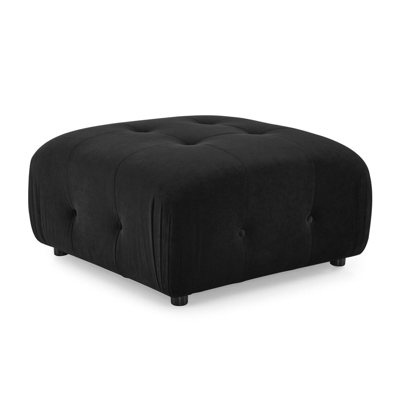 Walker Edison | Black Velvet Cloud Modular Sectional Couch w Ottoman