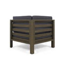 Oana Outdoor Wooden Sectional Set with Cushions, Dark Grey