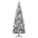 HOMCOM 9ft Unlit Snow-Flocked Slim Pine Artificial Christmas Tree