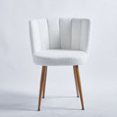 Modern Dining Chair (Set of 2) With Iron Tube Wood Color Legs, Shorthair Cushions And Comfortable Backrest, Suitable For Dining Room, Living Room, Cafe, Simple Structure