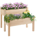 34"x34"x28" Raised Garden Bed, 2-Tier Elevated Wood Planter Box for Backyard, Patio to Grow Vegetables, Herbs, and Flowers, Natural