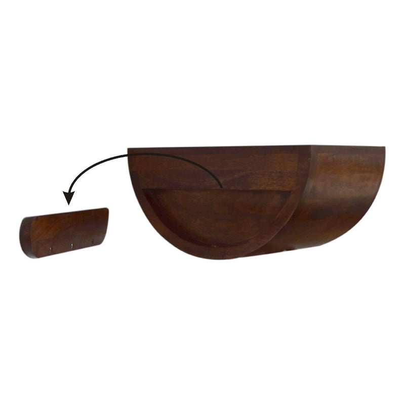 Solid Wood Chestnut Crescent Floating Nightstand, photo 9 of 10