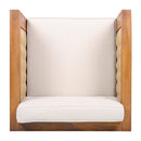 Outdoor Club Chair With Rope Arm And Cushions - Beige / Teak