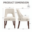 Upholstered Dining Chairs Set of 2 with Curved Rubberwood Legs