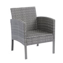 6 Piece Patio Wicker Sectional Set Patio Backyard Conversation Set Grey Wicker + Dark Grey Cushion