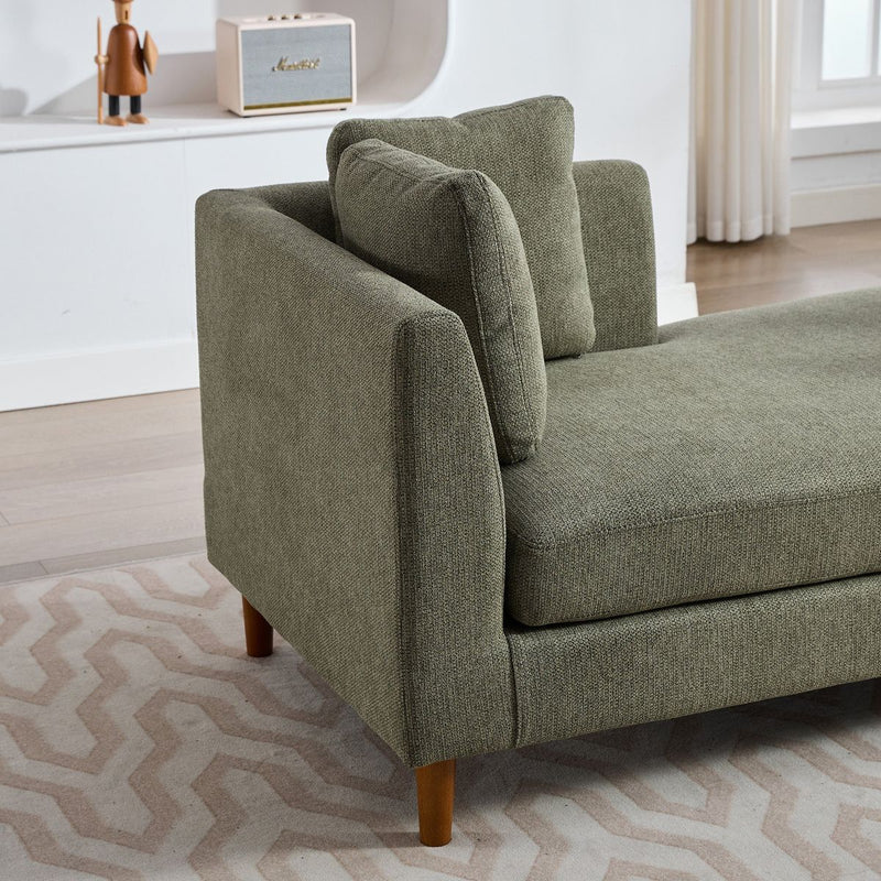 77.95'' Wide Modern Double-Sided Upholstered Chaise Lounge Indoor,Chenille Fabric Sleeper Sofa Couch With 4 Throw Pillows, Daybed with Rubberwood Legs For Living Room, Bedroom, Apartment,Green