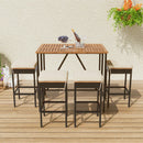 Outdoor Acacia Wood Bar Height Table And Eight Stools With Cushions by Unique Piece Furniture