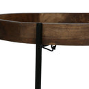 Modern Industrial Round End Table with Tray Top and Foldable Iron Legs - Natural by HouseOfZazla