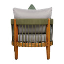 Acacia Wood Outdoor Club Chair with Handwoven Rope Accents