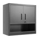 Wall-Mounted Storage Cabinet With Locking Door, 1 Shelf And Open Drawer - Black by HouseOfZazla