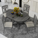 Dining Set With Extendable Round Table And 4 Upholstered Chairs by HouseOfZazla