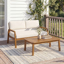 2-Pieces Outdoor Sofa Set with Cushions Teak Acacia Wood by HouseOfZazla