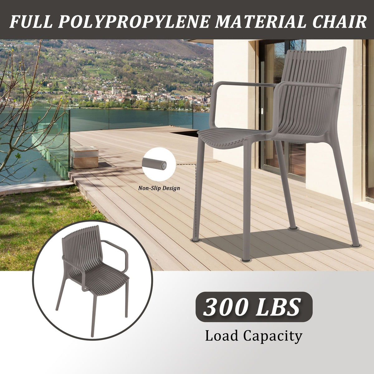 4 Modern Stackable Plastic Armchair Matched With Round Table, photo 20 of 31