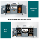K&K 66.5' Outdoor Kitchen Island for Big Green Egg Grills, Solid Wood Outdoor Grill Cart for Tabletop Grill with Stainless Steel Top, Drawer, Compatible with Large Big Green Egg, Kamado Joe- Grey Blue by Montret